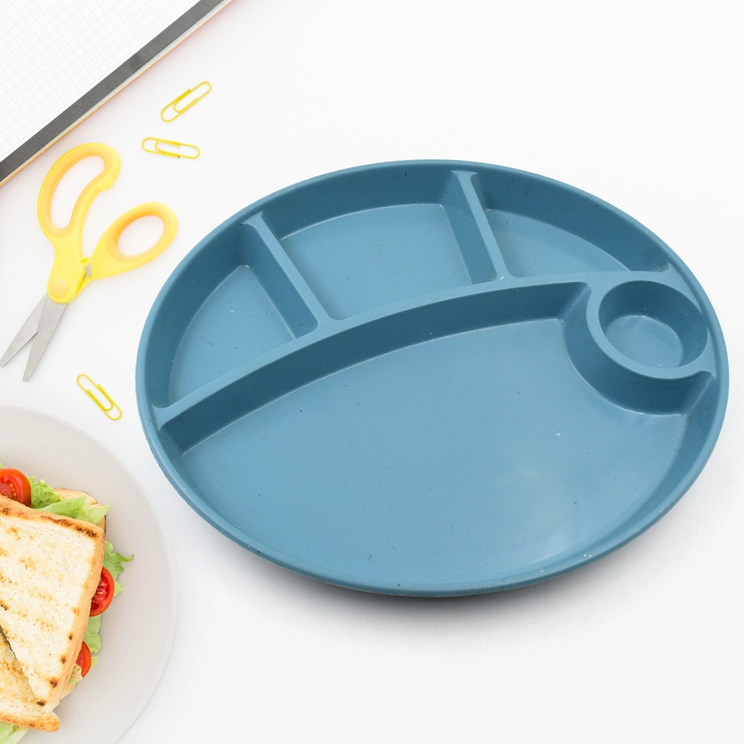 Plastic Food Plates / Biodegradable 5 Compartment Plate With Spoon for Food Snacks / Nuts / Desserts Plates for Kids, Reusable Plates for Outdoor, Camping, BPA-free (1 Pc) Plastic Food Plates / Biodegradable 5 Compartment Plate With Spoon for Food Snacks / Nuts / Desserts Plates for Kids, Reusable Plates for Outdoor, Camping, BPA-free (1 Pc)